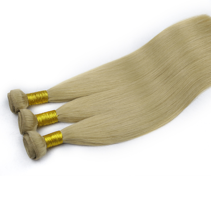 Machine Made Weft Hair Extensions High Quality Seamless Track Remy Human Hair Blonde Color